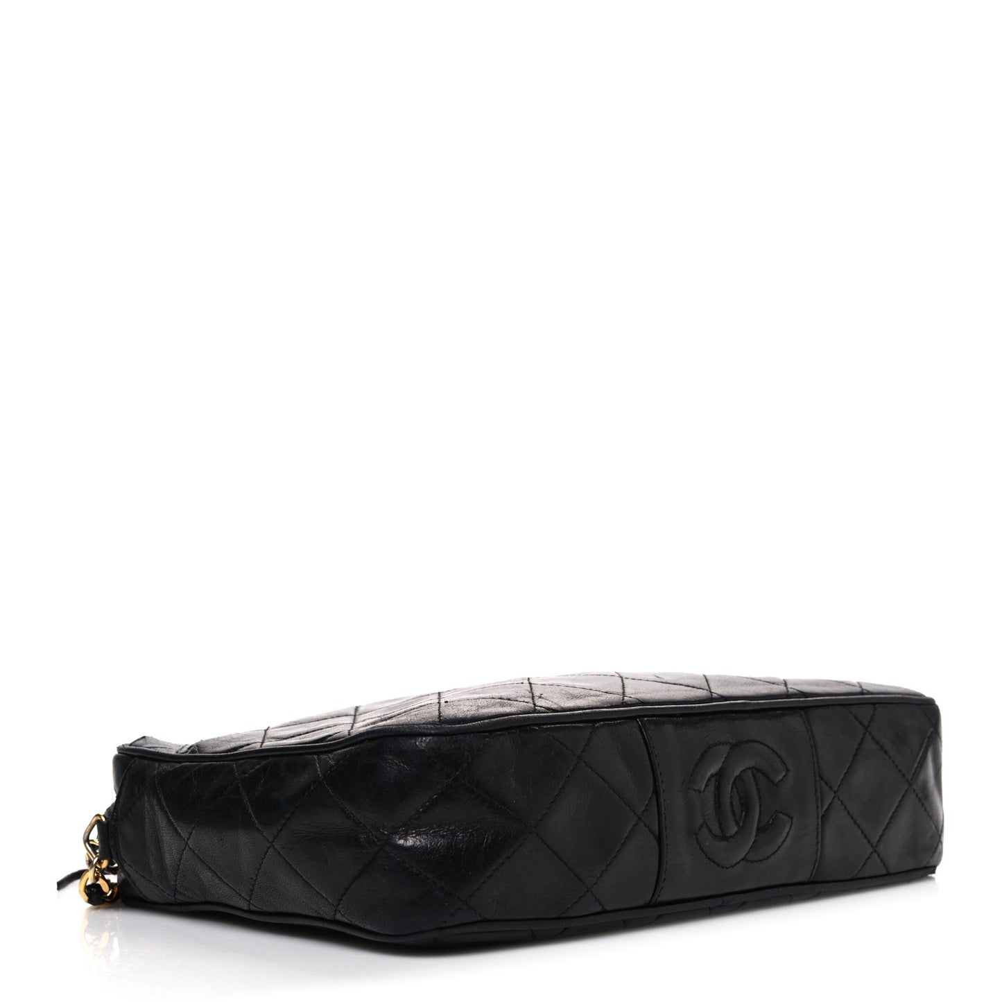 Lambskin Quilted CC Tassel Camera Case Black