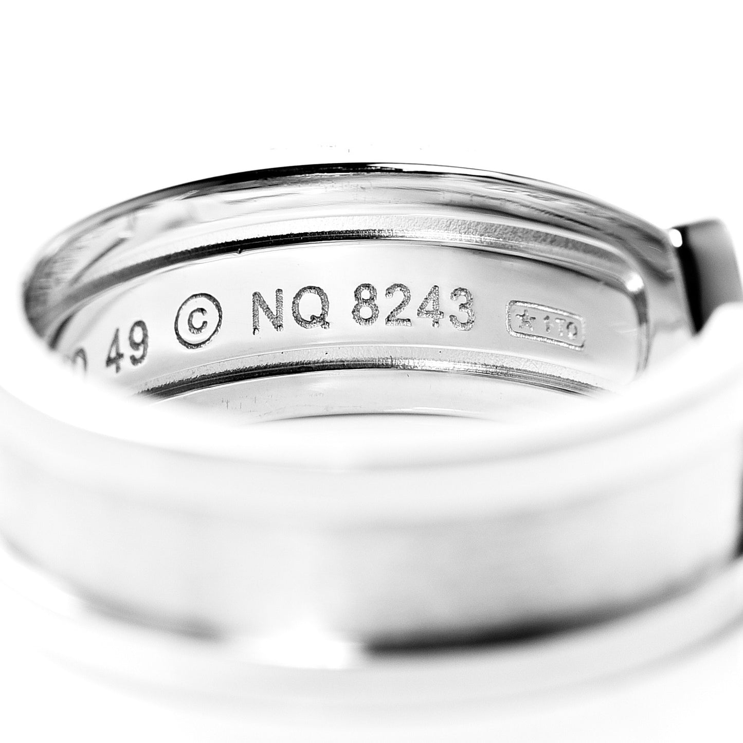 18K White Gold Diamond 6.5mm Logo De Ring 49 4.75
