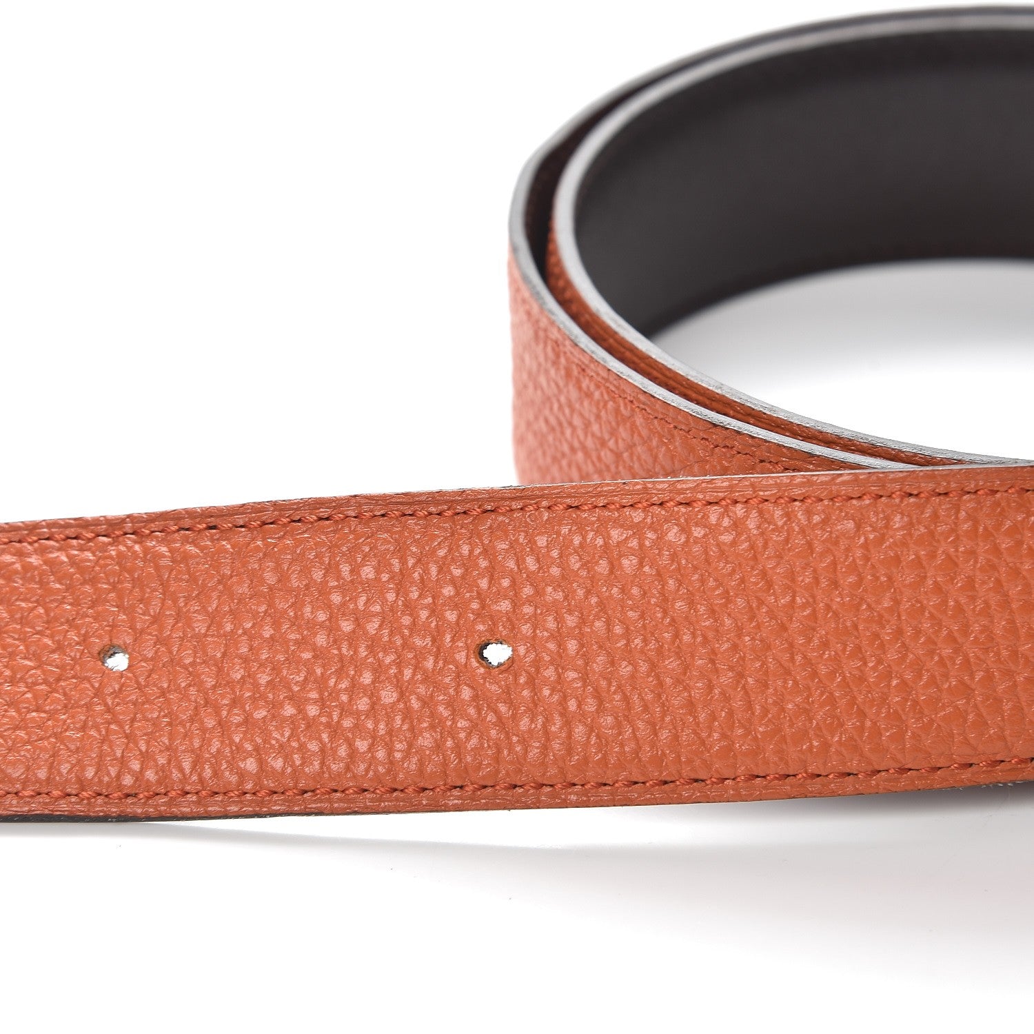 Hermes Box Togo Reversible Belt Strap 85 Orange Chocolate 8 of 9