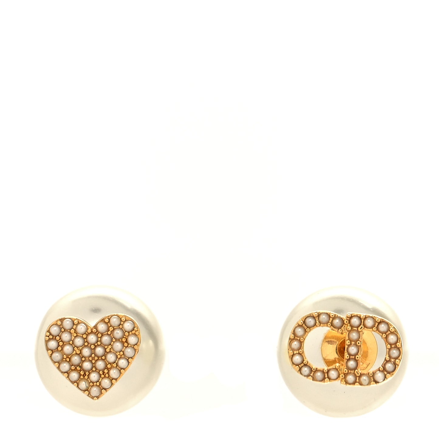 Pearl Heart Tribal CD Earrings Gold