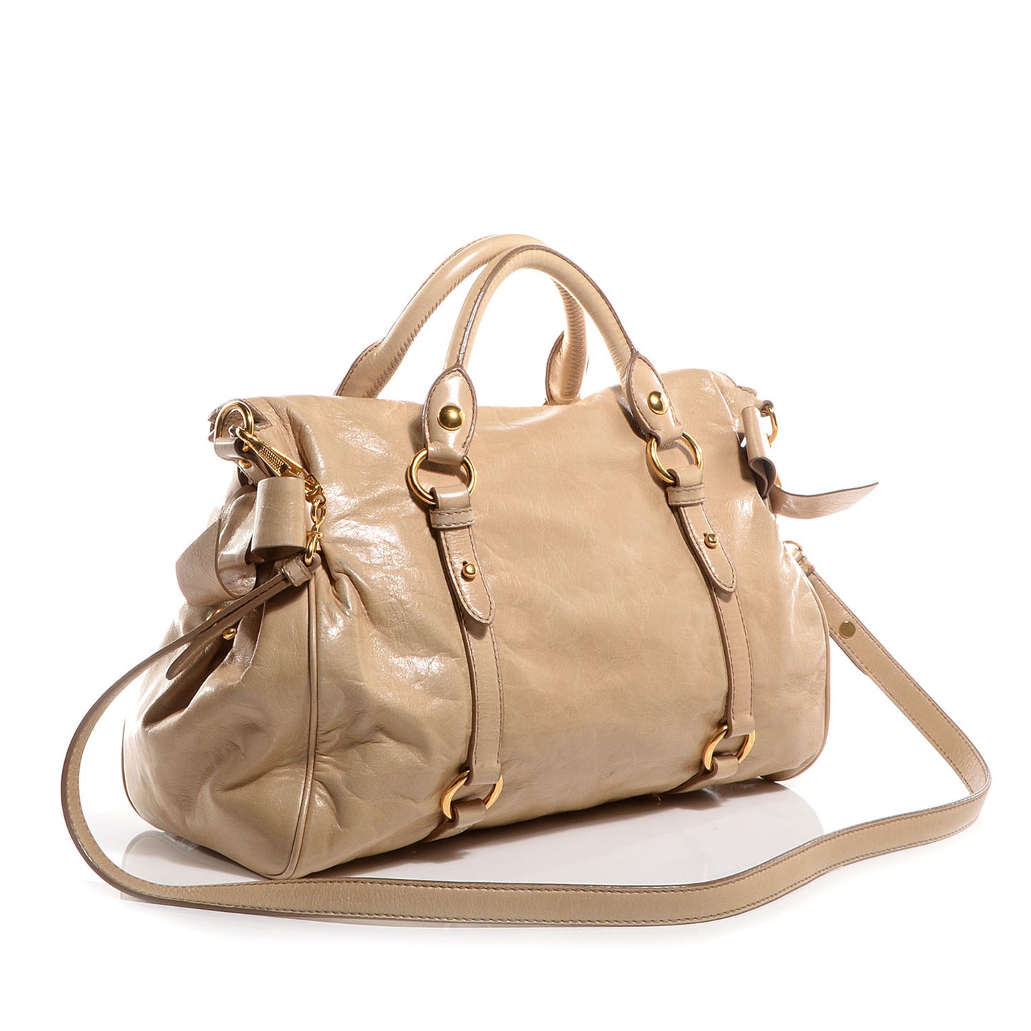 Leather Vitello Lux Bow Bag Quarzo
