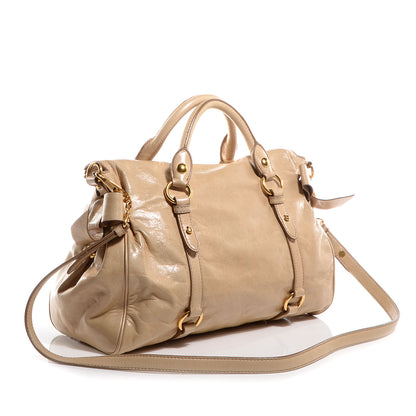 Miu Miu Leather Vitello Lux Bow Bag Quarzo 4 of 11