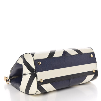 Dolce & Gabbana Dauphine Chevron Striped Medium Miss Sicily Satchel Blue 4 of 10