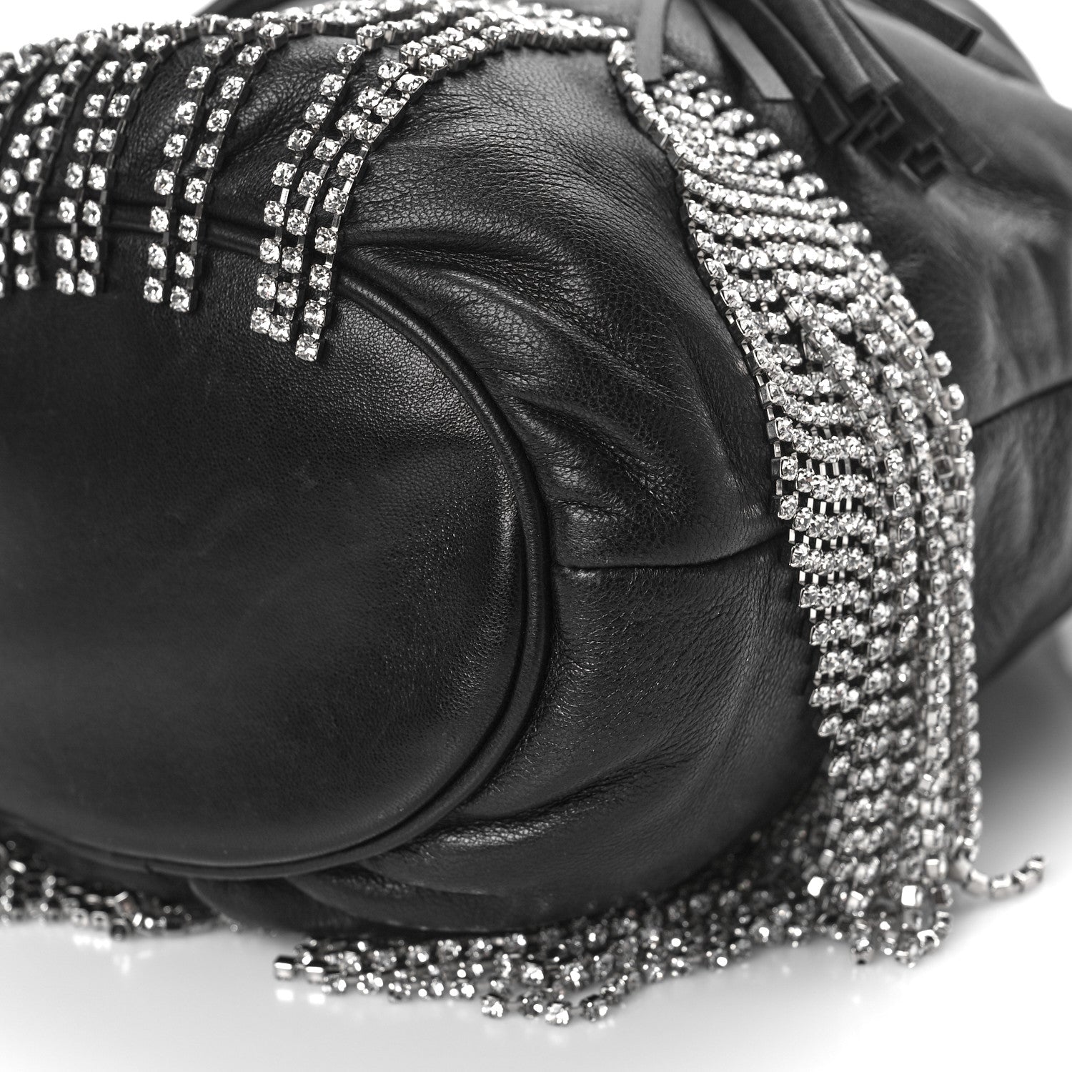 Miu Miu Nappa Crystal Fringe Bucket Bag Black 9 of 9