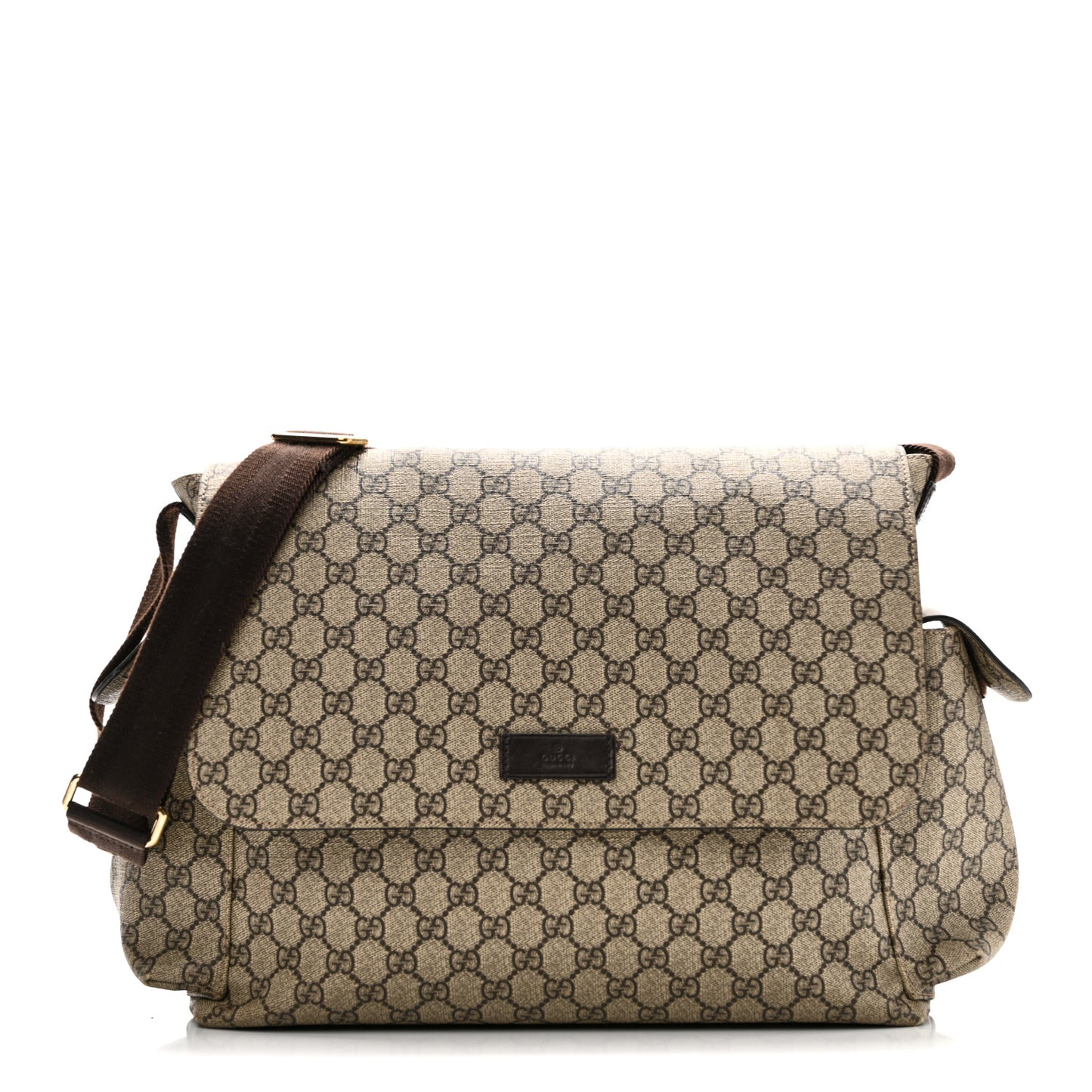 GG Plus Monogram Messenger Diaper Bag Dark Brown