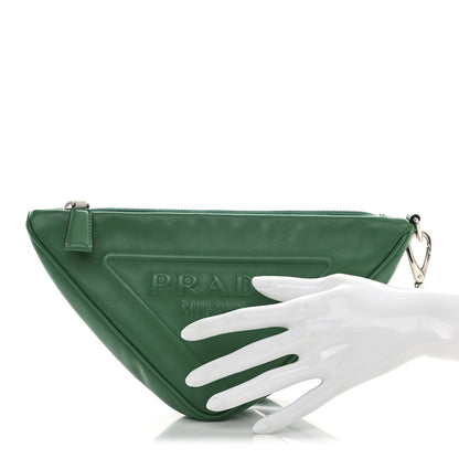 Prada Grace Lux Triangle Logo Embossed Triangle Wristlet Pouch Mango 2 of 10