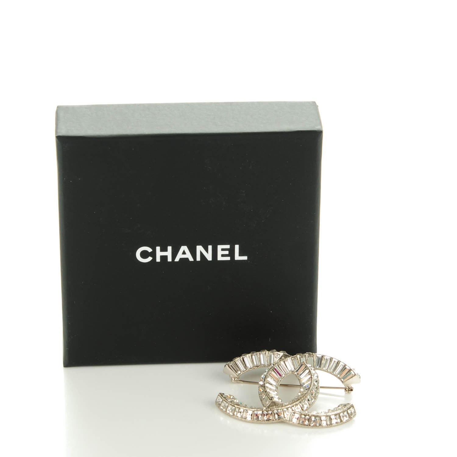 Chanel Baguette Crystal CC Brooch Silver 5 of 5