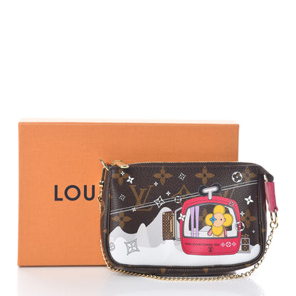 Louis Vuitton Monogram 2019 Christmas Animation Mini Courchevel Pochette Accessories Fuchsia 7 of 8