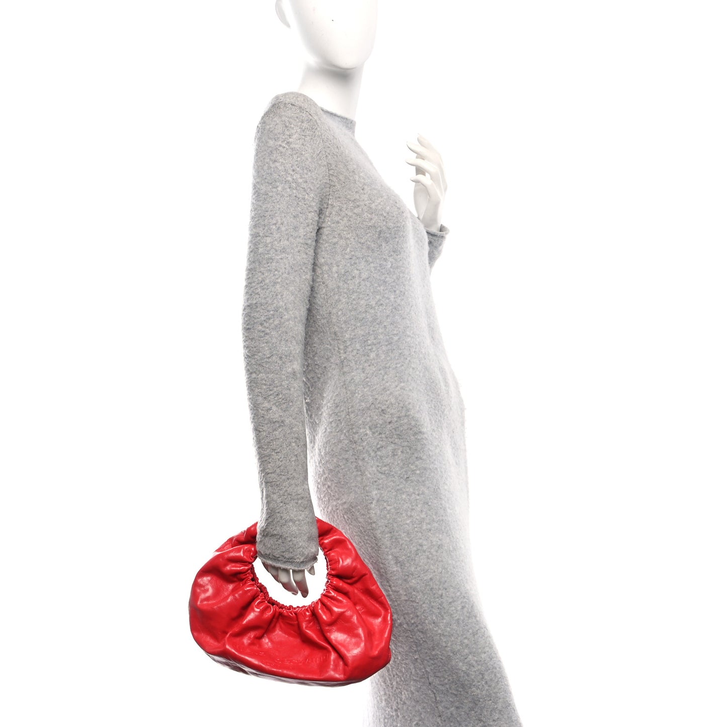 Crackle Patent Calfskin Small Handle Crescent Bag Flame Red
