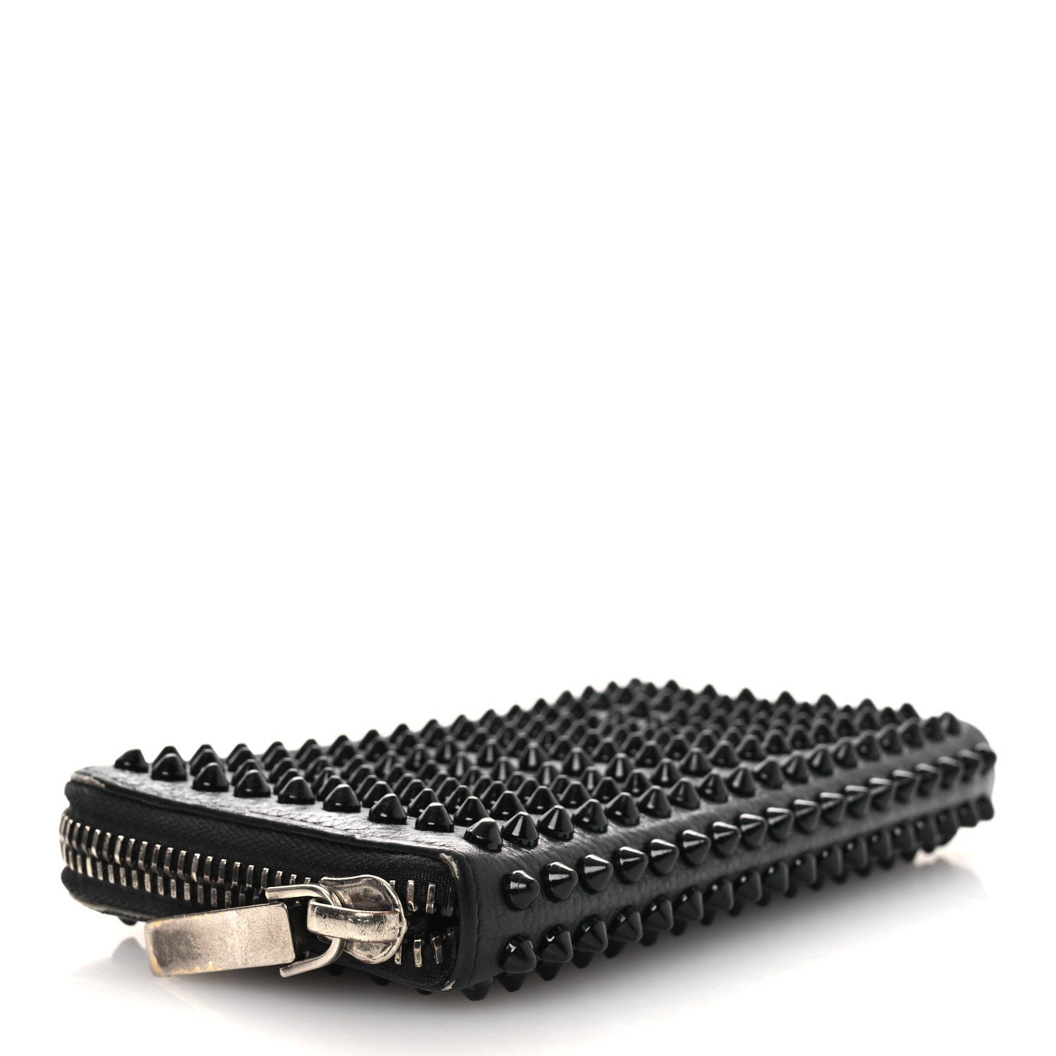 Christian Louboutin Calfskin Panettone Spiked Zip Around Wallet Black 4 of 13