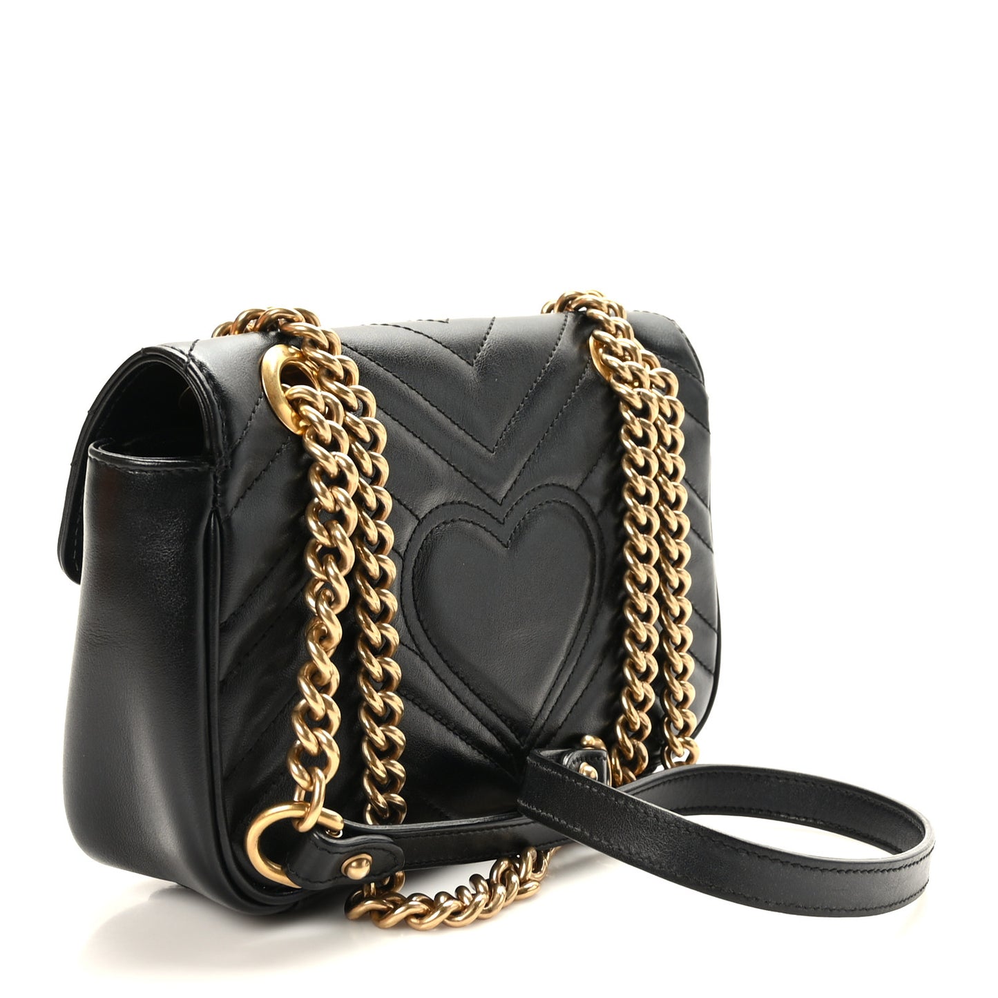 Calfskin Matelasse Mini GG Marmont Shoulder Bag Black