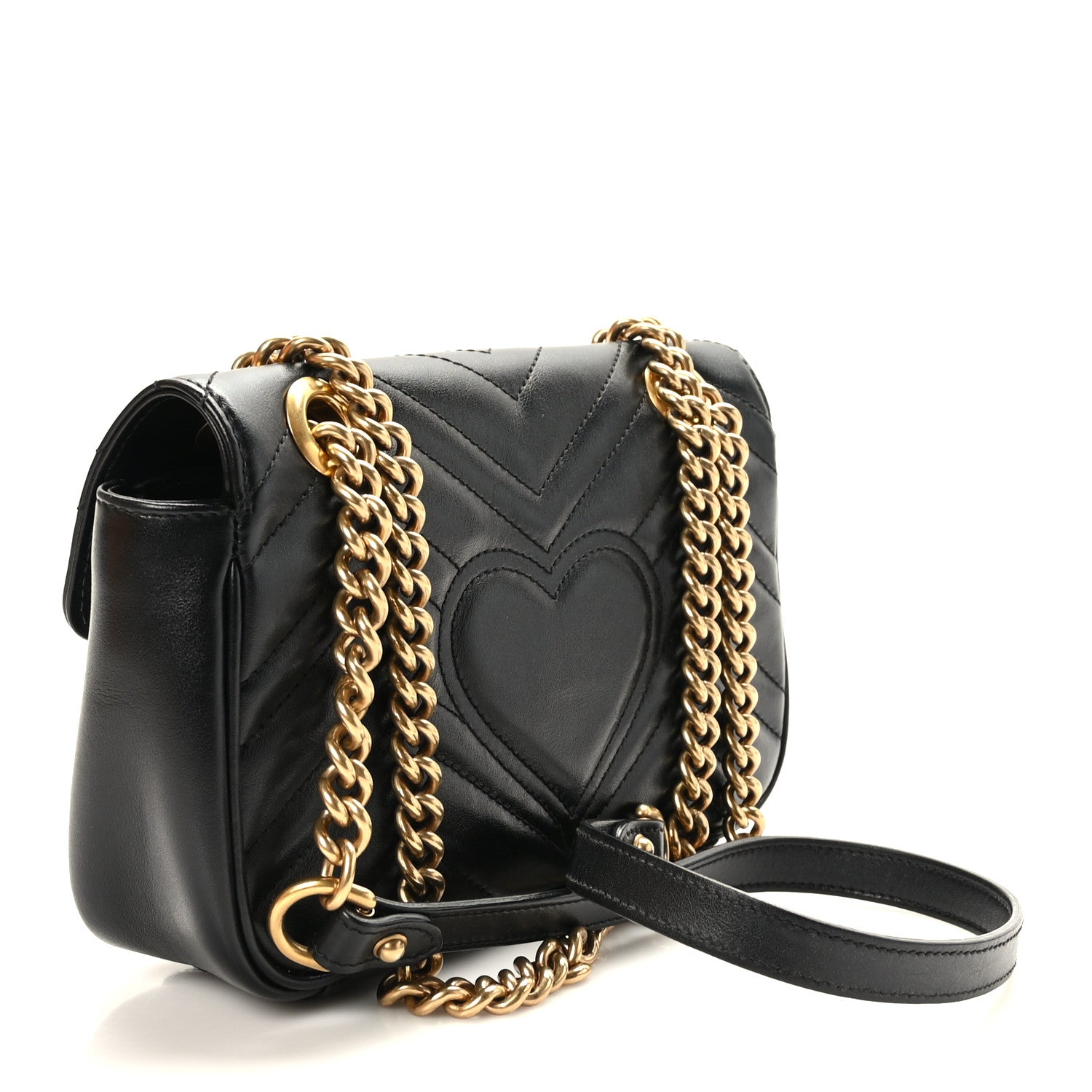 Gucci Calfskin Matelasse Mini GG Marmont Shoulder Bag Black 3 of 10