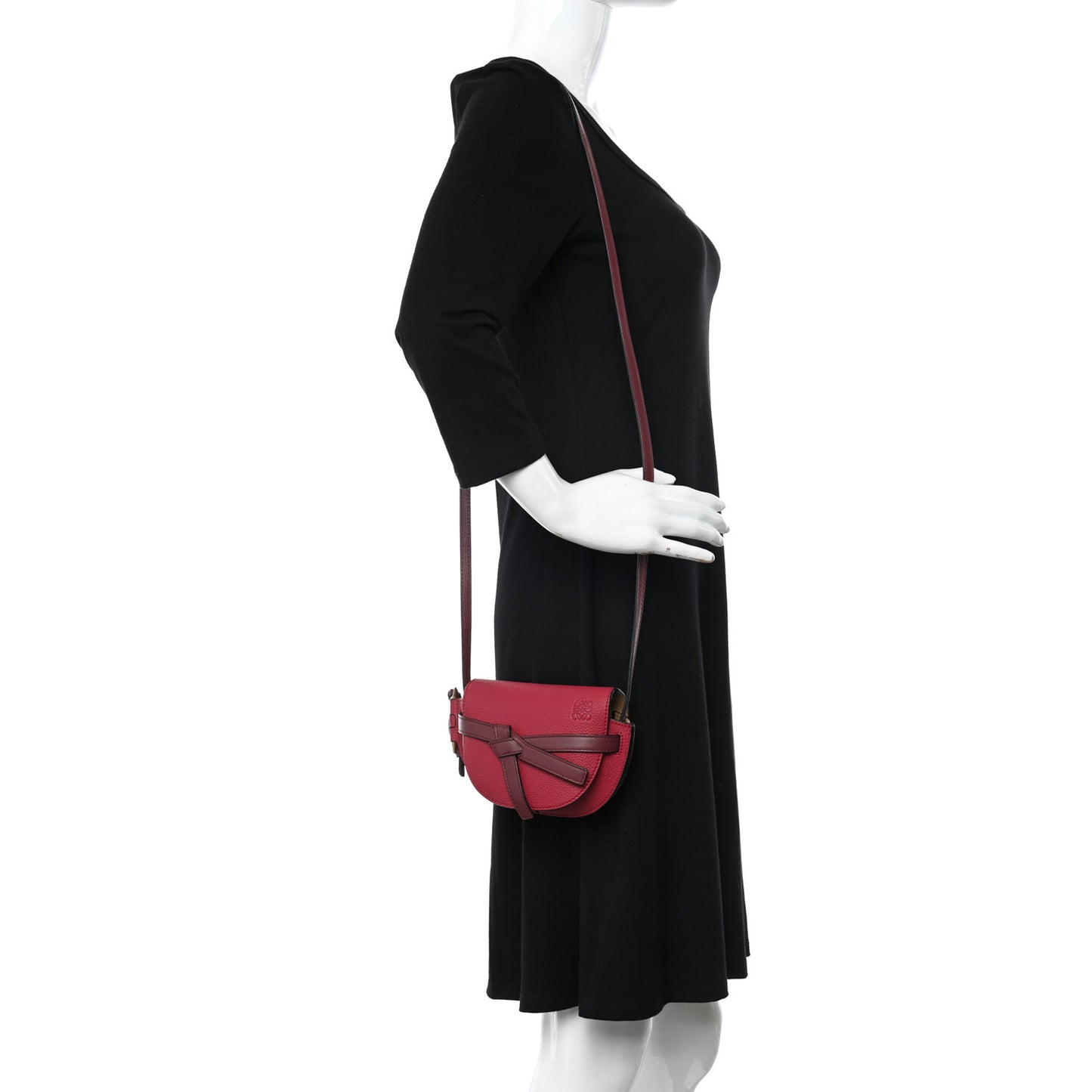 Grained Calfskin Mini Gate Crossbody Bag Raspberry Wine