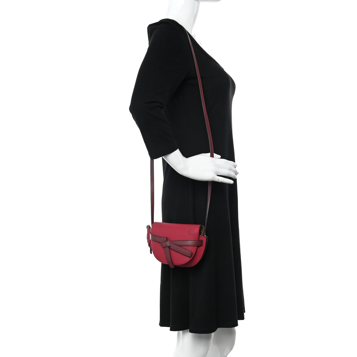 Loewe Grained Calfskin Mini Gate Crossbody Bag Raspberry Wine 2 of 10