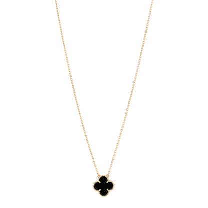 Van Cleef & Arpels 18K Yellow Gold Black Onyx Vintage Alhambra Pendant Necklace 1 of 6