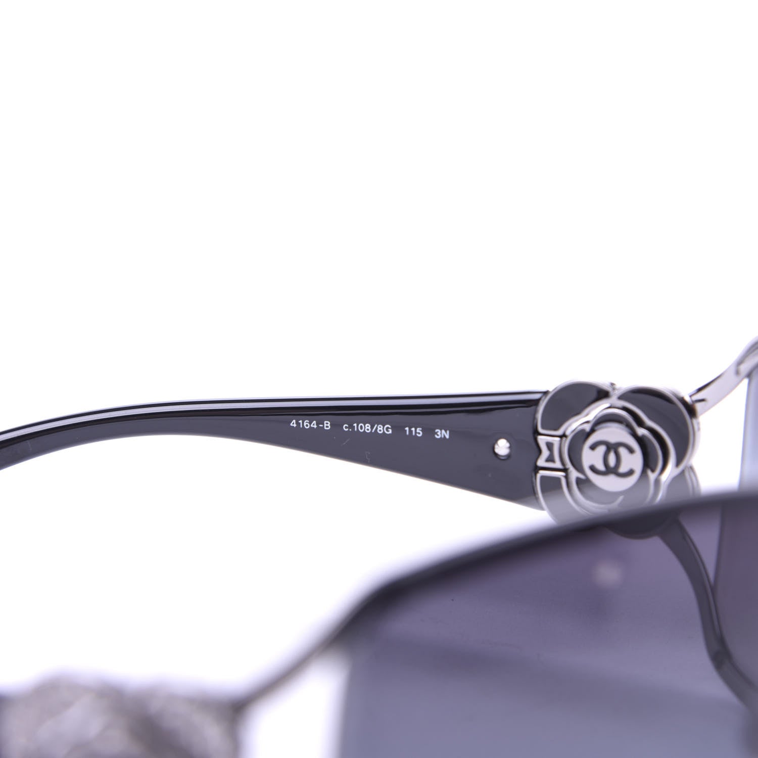 Chanel Swarovski Crystal Camellia CC Sunglasses 4164-B Black 6 of 7