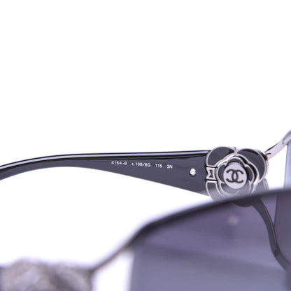 Chanel Swarovski Crystal Camellia CC Sunglasses 4164-B Black 6 of 7