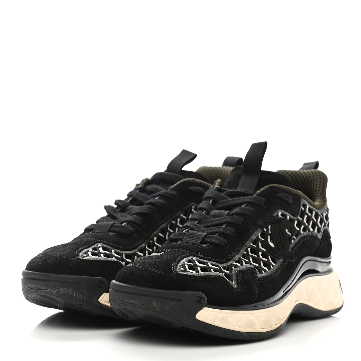 Suede Calfskin Embroidered CC Sneakers 40 Black