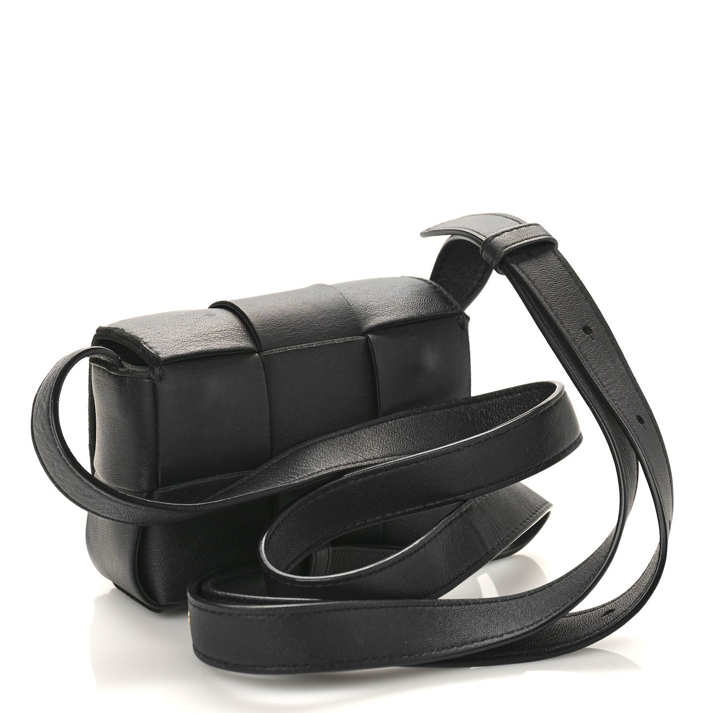 Lambskin Maxi Intrecciato Extra Mini Cassette Crossbody Bag Black
