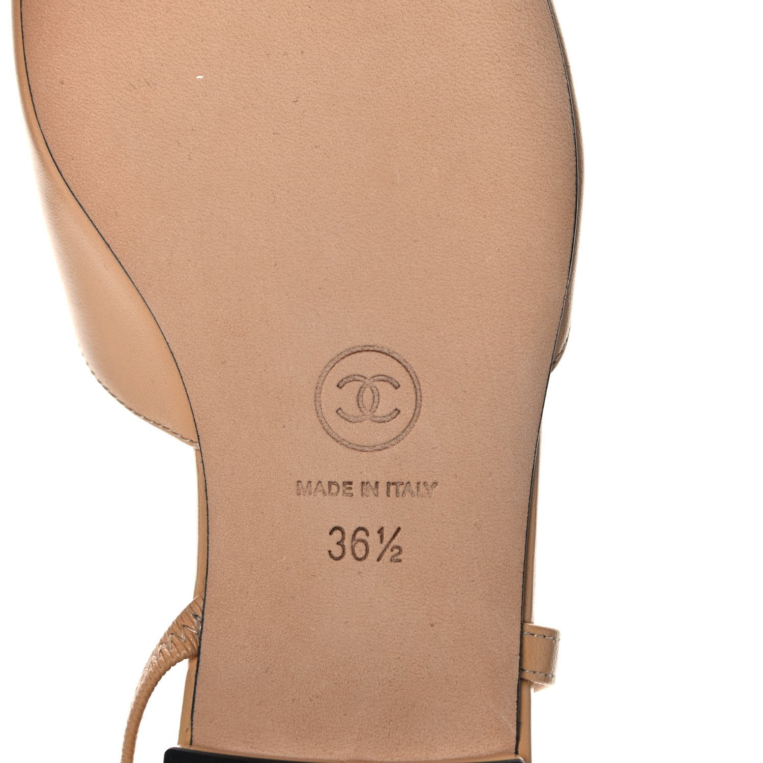 Chanel Lambskin Grosgrain Cap Toe CC Slingback Sandals 36.5 Beige Black 6 of 8