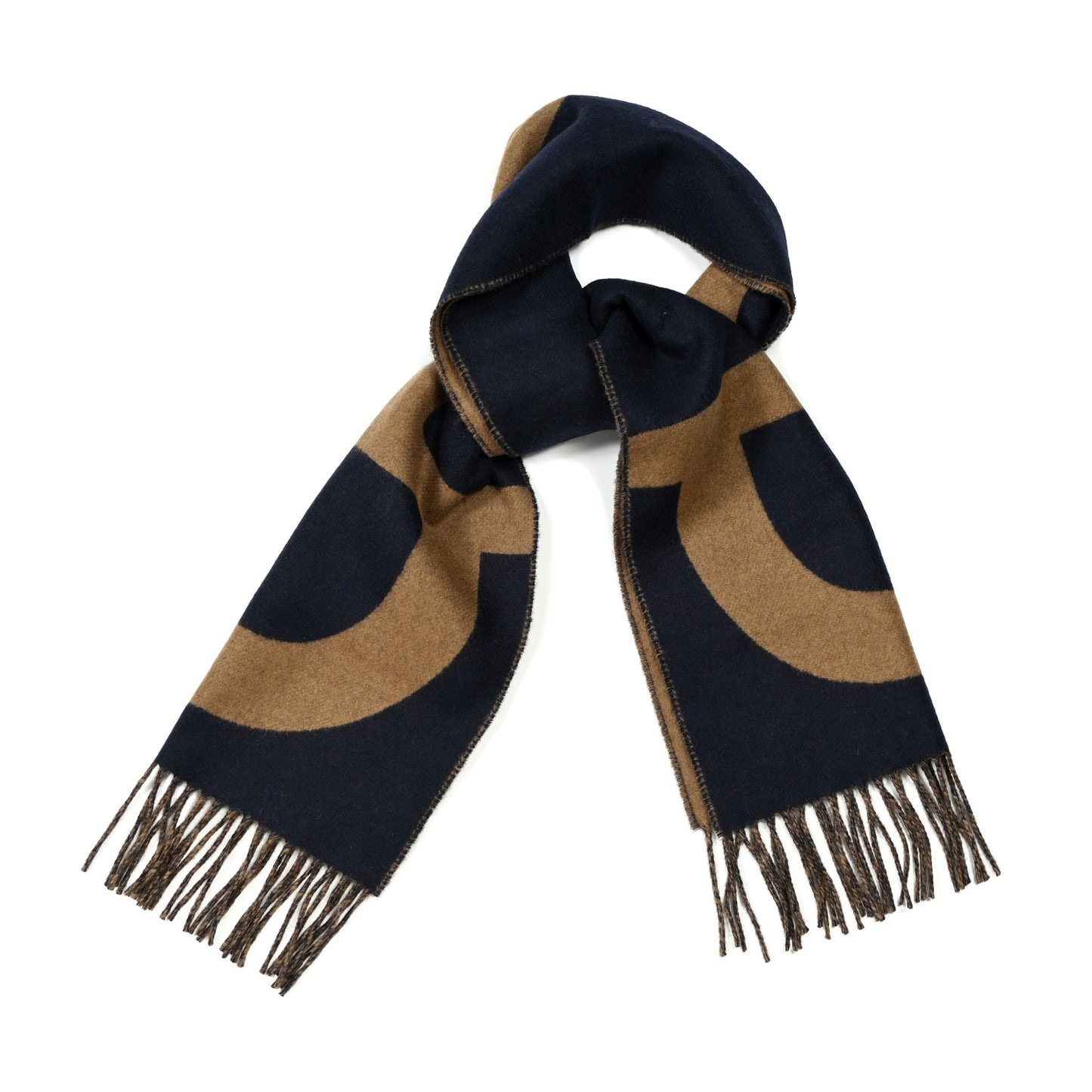 Cashmere Casaque Grand Mors Muffler Marine Bronze