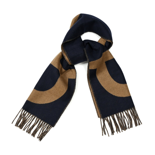 Hermes Cashmere Casaque Grand Mors Muffler Marine Bronze 1333114