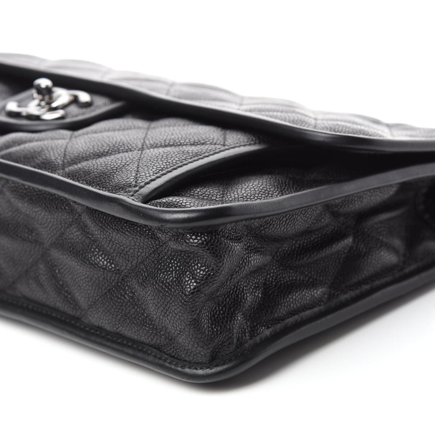 Caviar Quilted Large French Riviera Flap Black