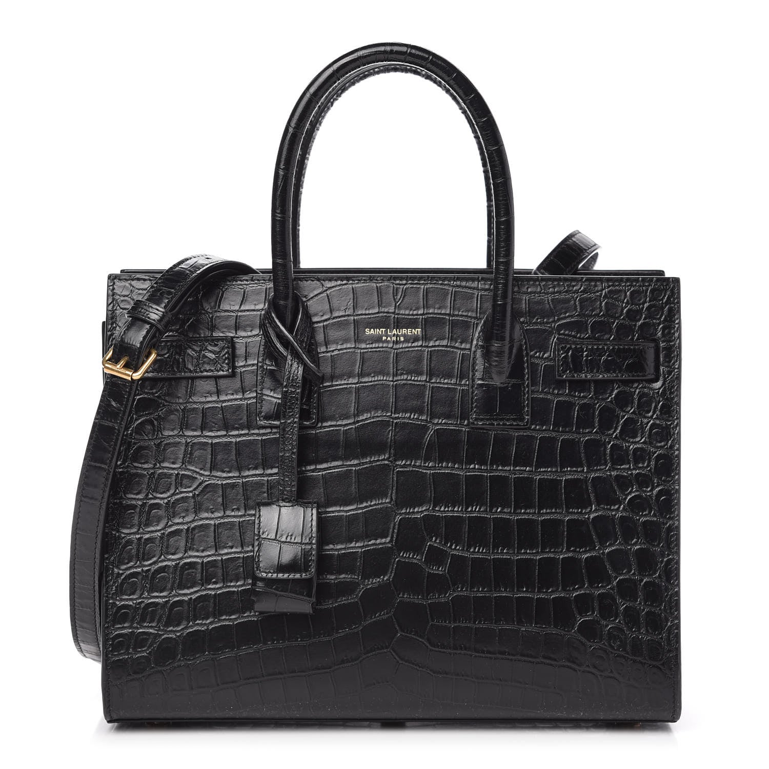 Saint Laurent Calfskin Crocodile Embossed Baby Sac De Jour Black 1 of 9