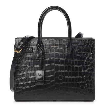 Saint Laurent Calfskin Crocodile Embossed Baby Sac De Jour Black 1 of 9