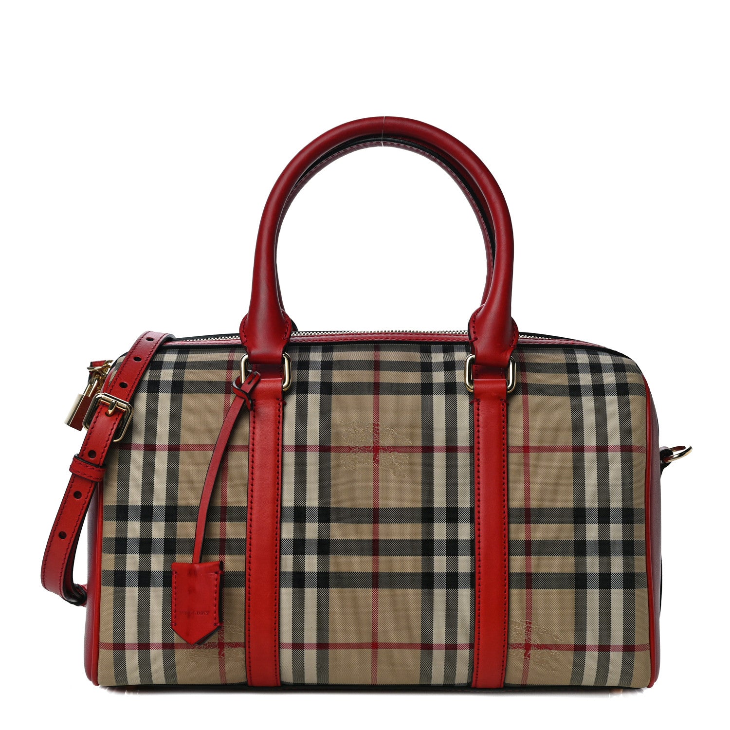 Burberry Horseferry Check Medium Alchester Bowling Bag Red 1 of 10