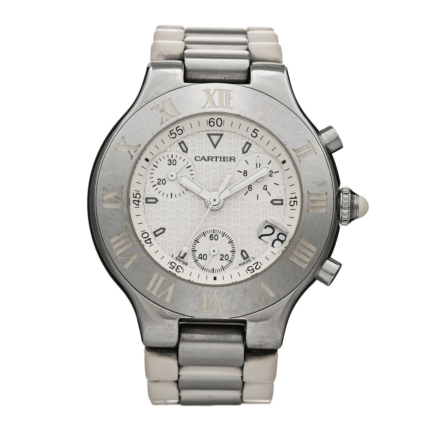 Cartier Stainless Steel Rubber 38mm Must 21 Chronoscaph Quartz Watch 1 of 4