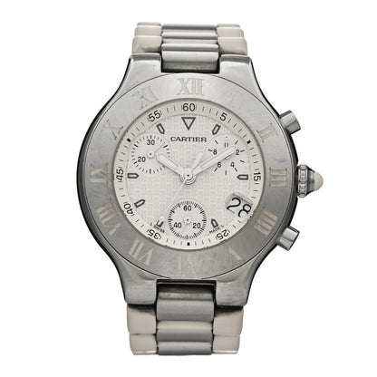 Cartier Stainless Steel Rubber 38mm Must 21 Chronoscaph Quartz Watch 1 of 4