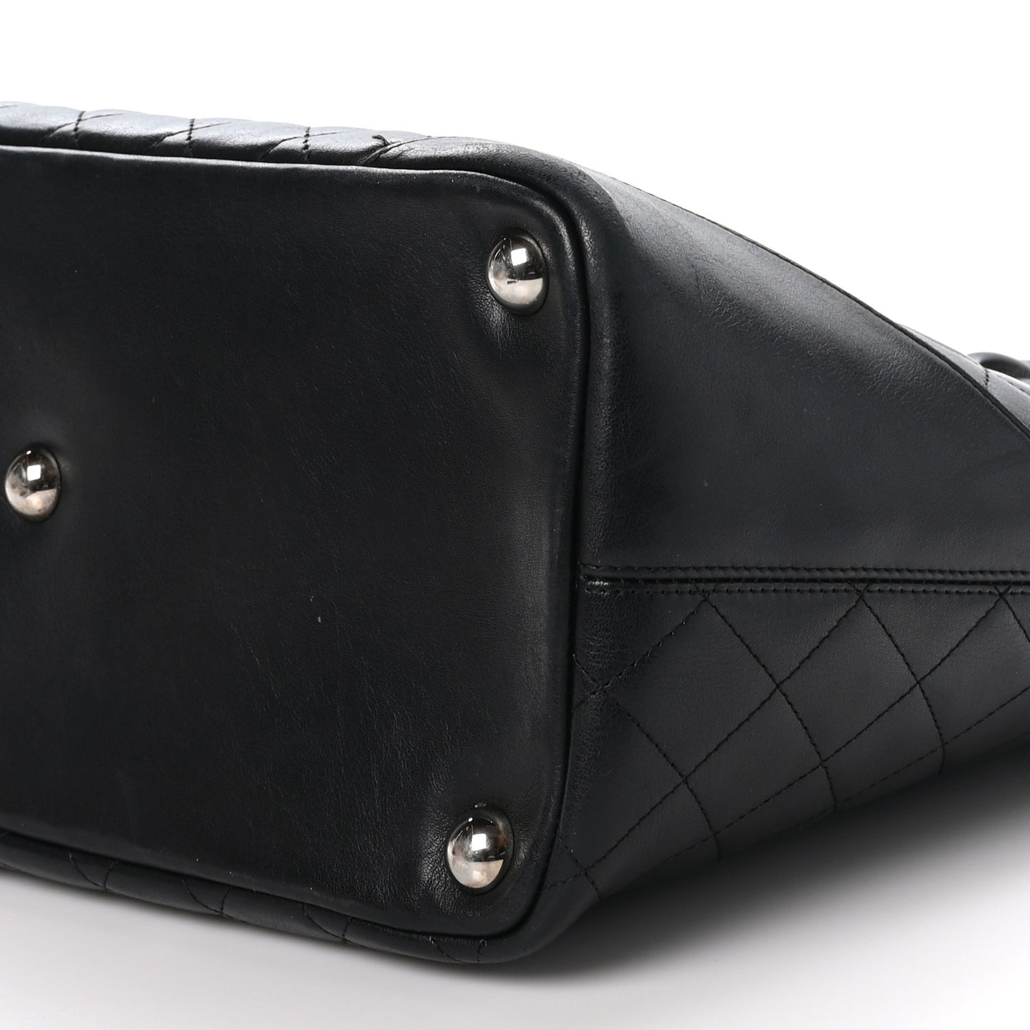 Calfskin Quilted Large Cambon Tote Black White