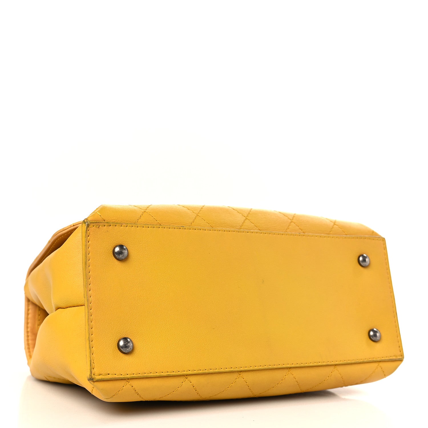 Chanel Calfskin Stitched Urban Luxury Top Handle Bag Yellow 4 of 9