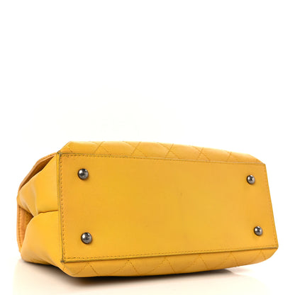 Chanel Calfskin Stitched Urban Luxury Top Handle Bag Yellow 4 of 9
