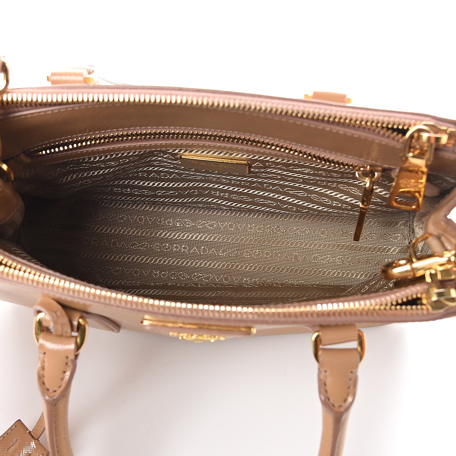 Prada Saffiano Vernice Mini Galleria Double Zip Tote Noisette 4 of 7
