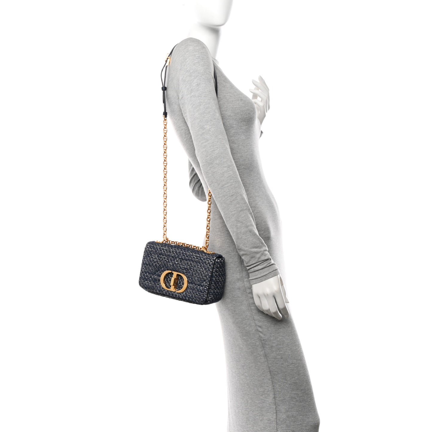 Tweed Cannage Small Caro Bag Dark Blue