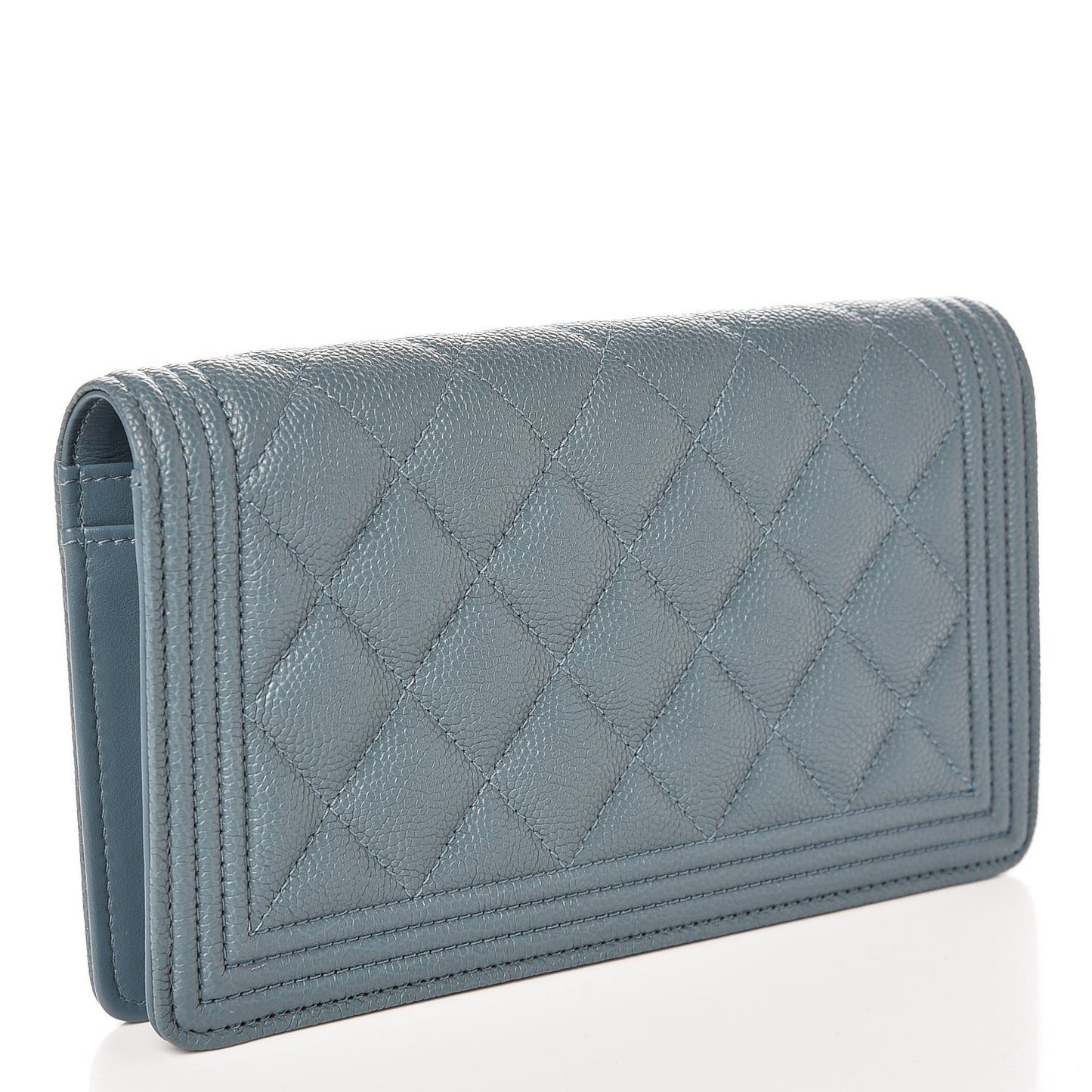 Caviar Quilted Boy Yen Wallet Blue