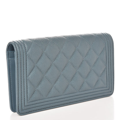Chanel Caviar Quilted Boy Yen Wallet Blue 12 of 18