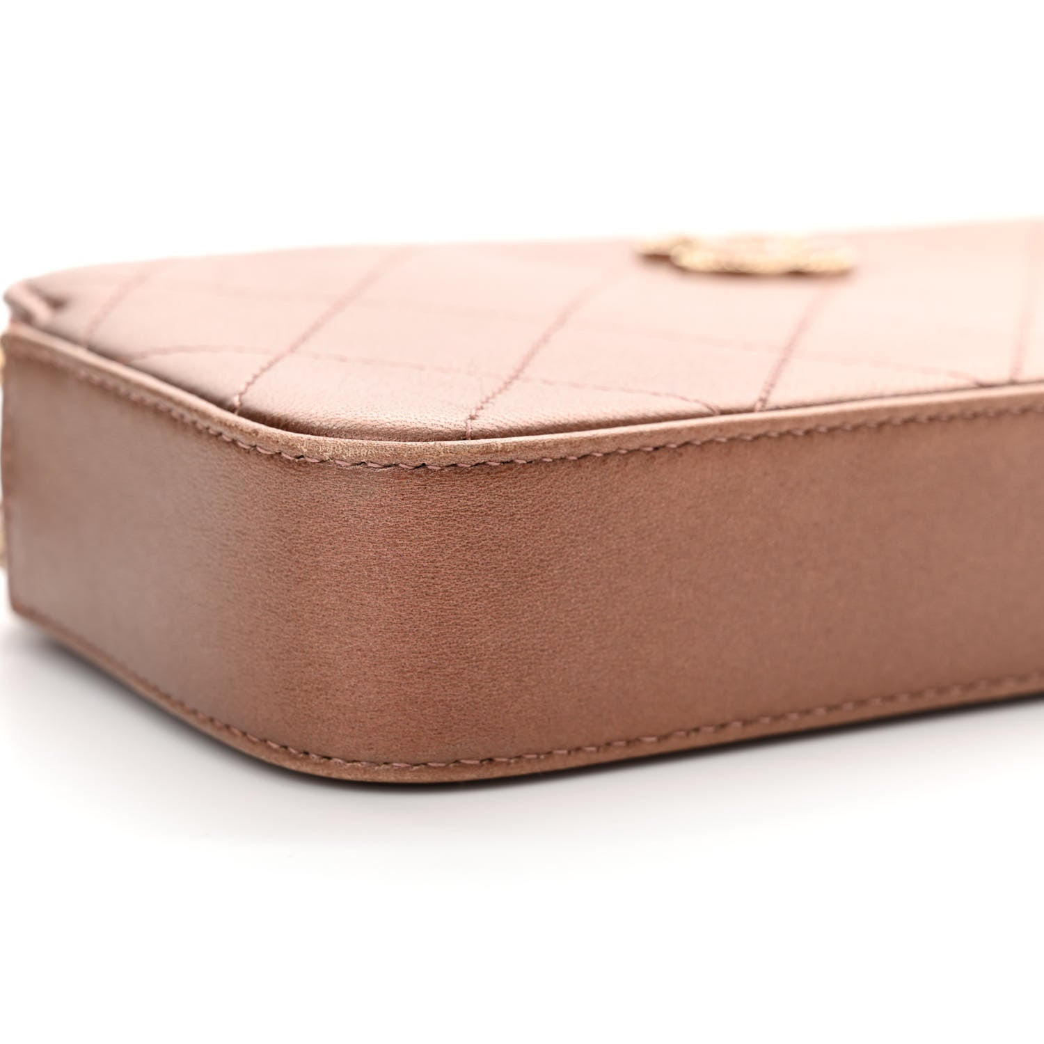 Chanel Metallic Goatskin Enamel Quilted Small Clutch With Chain Brown 11 of 14