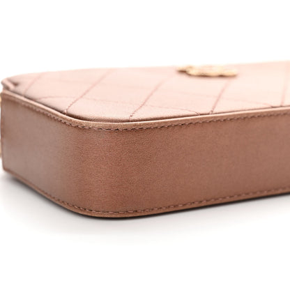 Chanel Metallic Goatskin Enamel Quilted Small Clutch With Chain Brown 11 of 14