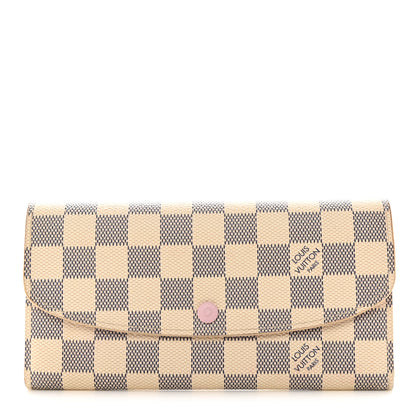 Louis Vuitton Damier Azur Emilie Wallet Rose Ballerine 1 of 9