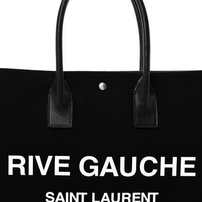 Saint Laurent Linen Calfskin Rive Gauche Tote Black 8 of 15