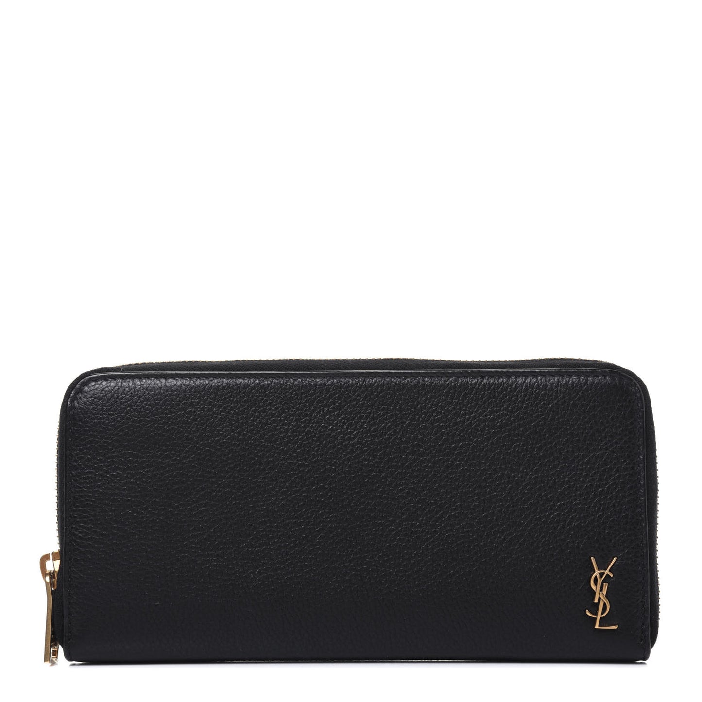 Grained Calfskin Zip Around Wallet Black