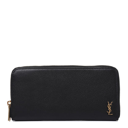 Saint Laurent Grained Calfskin Zip Around Wallet Black 2 of 32
