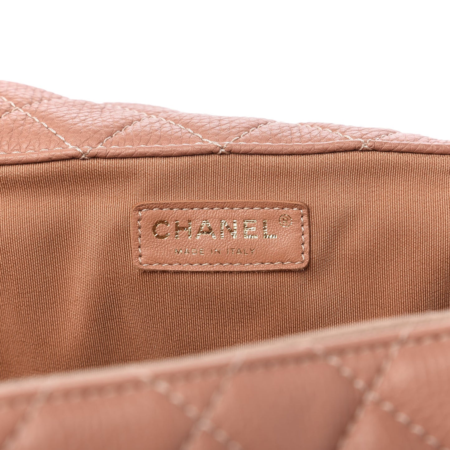 Calfskin Quilted XXL Travel Flap Bag Camel