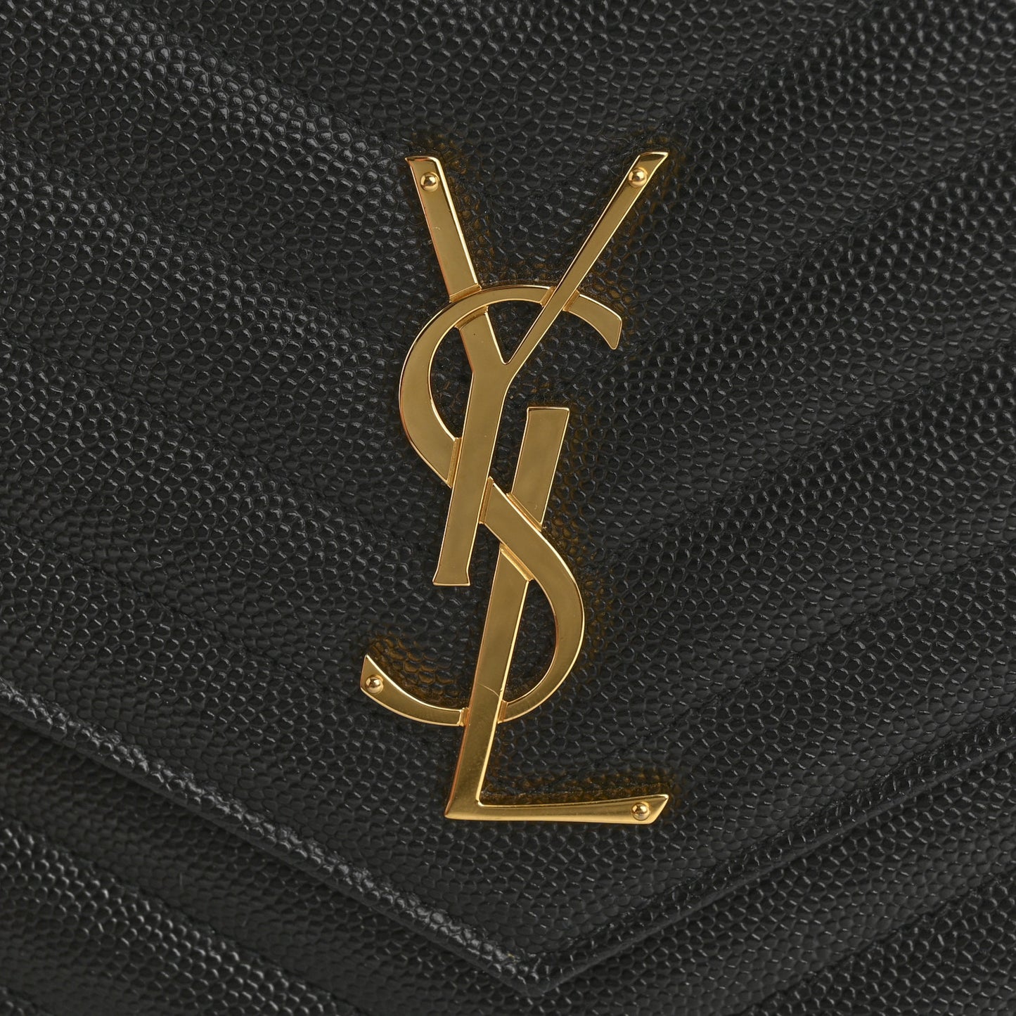 Grain De Poudre Matelasse Chevron Monogram Envelope Clutch Black