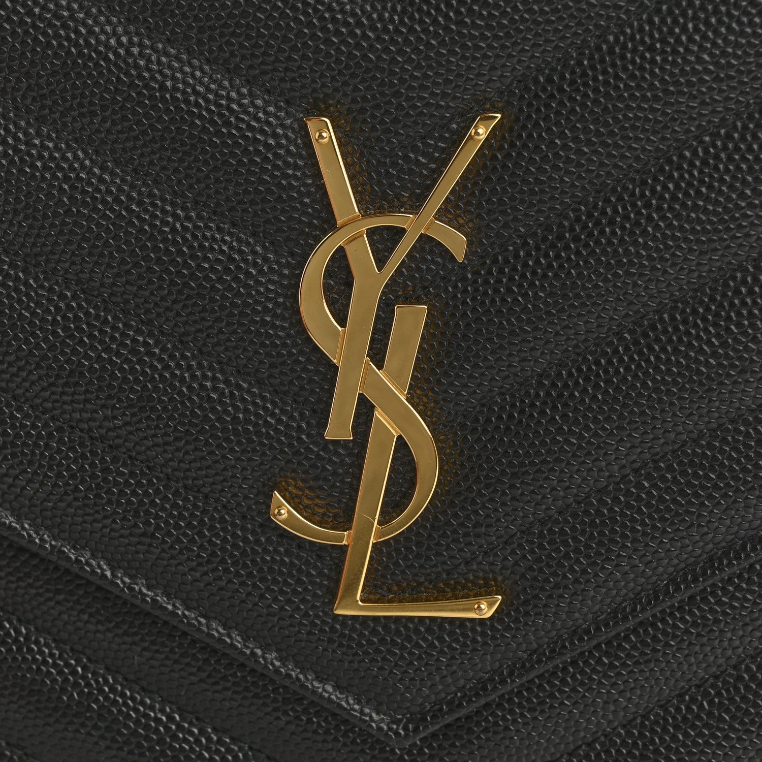 Saint Laurent Grain De Poudre Matelasse Chevron Monogram Envelope Clutch Black 8 of 12