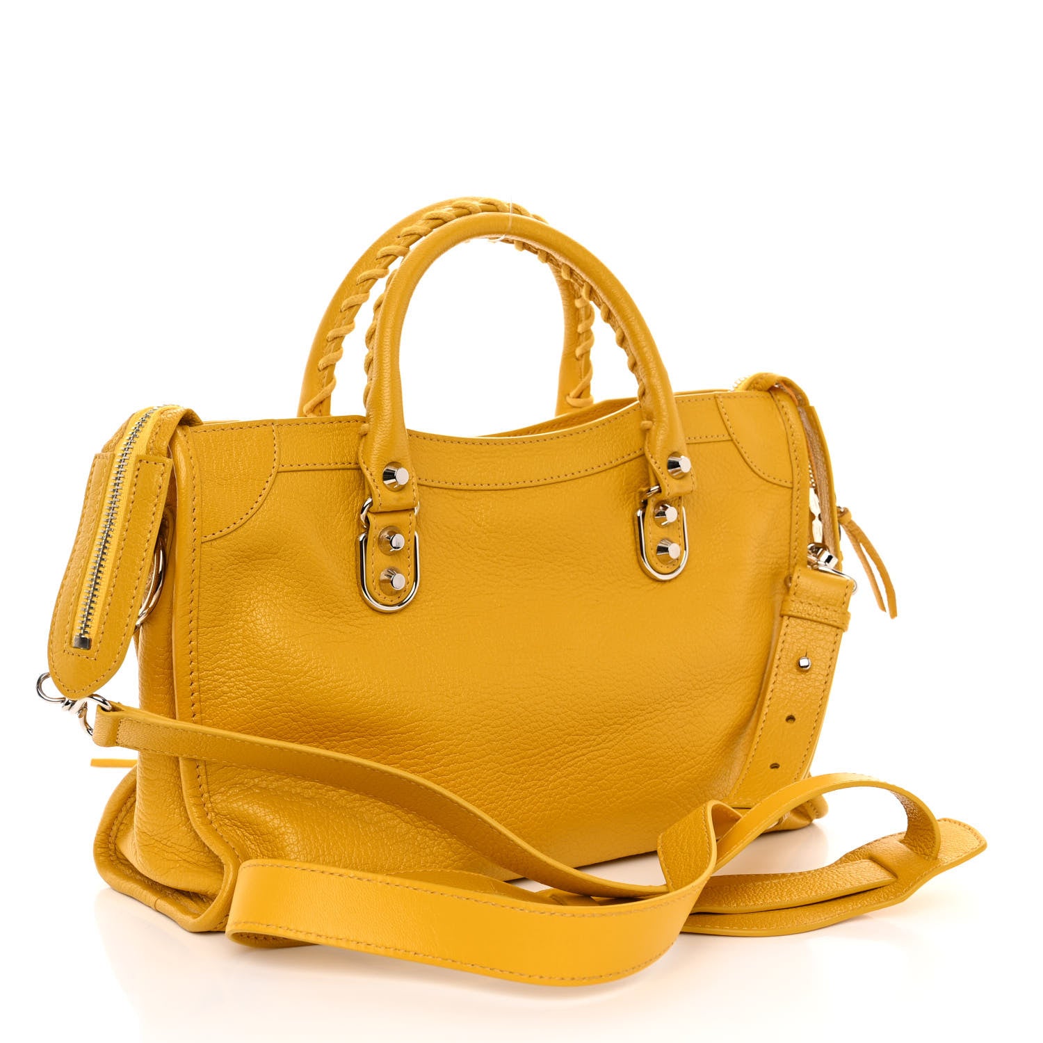 Balenciaga Chevre Silver Metallic Edge Hardware S City Jaune Epi 3 of 9