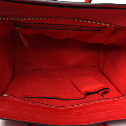 Celine Drummed Calfskin Mini Luggage Coquelicot 5 of 13